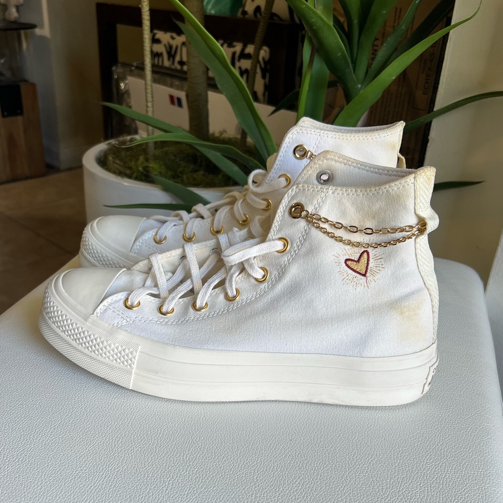 CONVERSE Chuck Taylor All Star Platform Gold Chain Thriftshop Yellow Sz 10